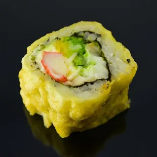 a closeup of a sushi roll
