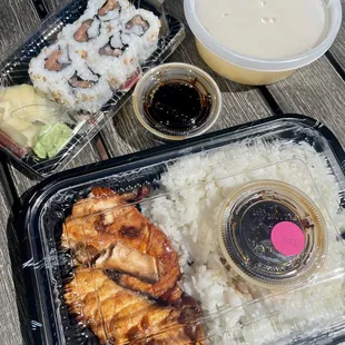 Salmon Roll and Salmon Teriyaki