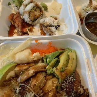 E. Unagi Donburi Freshwater Eel with Vegetables Over Rice Special Combo