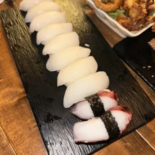 Squid nigiri and Octopus nigiri