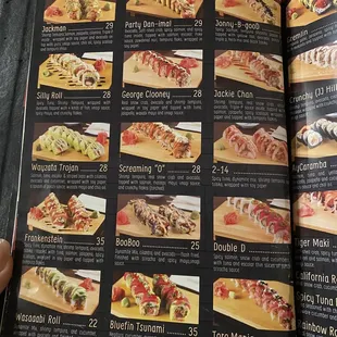 Sushi roll options