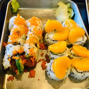 Sunset Cali, Calamari crunch sushi.
