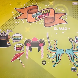 a variety of stickers on a wall
