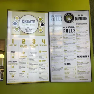a menu for a restaurant