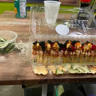 Rockstar roll and cucumber salad