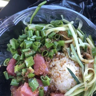 More onions and sauce than sushi. Gross