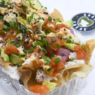 a container of nachos