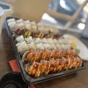 a tray of food on a table