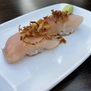 Albacore Special Sushi with Crispy Onion a Garlic Ponzu Sauce