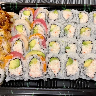 Soft Shell Crab, Rainbow Roll, Cali roll
