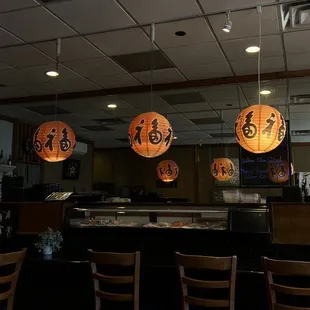 the interior of a sushi restaurant
