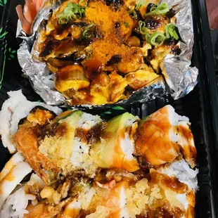 Dynamite Roll (upper); Shrimp Lover&apos;s Roll (bottom)--solid!