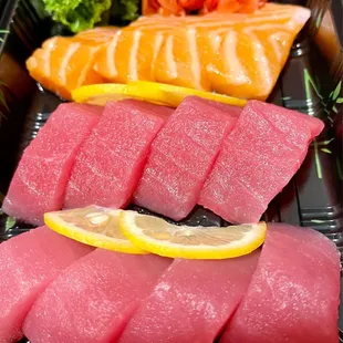 Tuna and salmon sashimi
