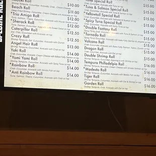menu