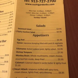 menu