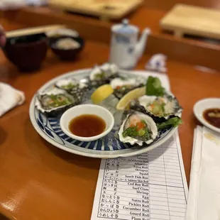 Oysters with lemon and ponzu sauce