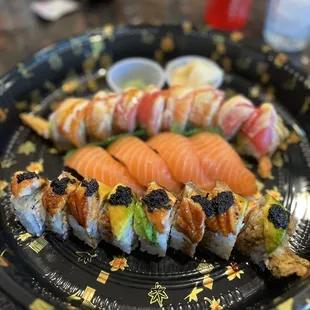 a plate of sushi on a table