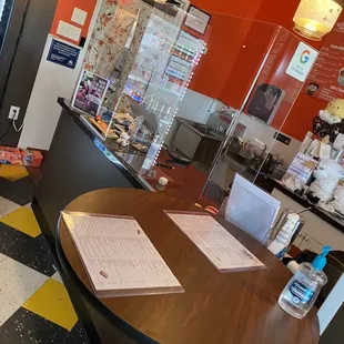 Laminated menus and register to place your order.