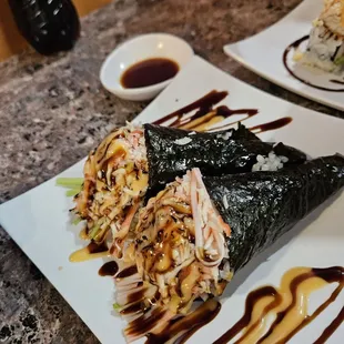 two plates of food on a table