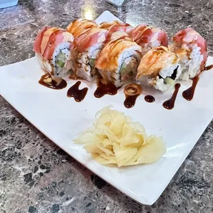 a plate of sushi on a table