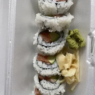 Salmon roll with avocado added