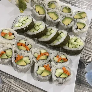 Avocado Rolls, Cucumber Roll, &amp; Veggie Roll