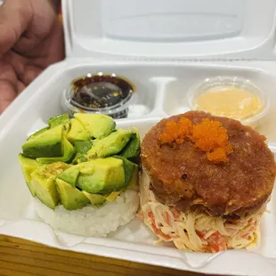 Ahi Tower (packed as a to-go order...love how clean this was, and it traveled very well).