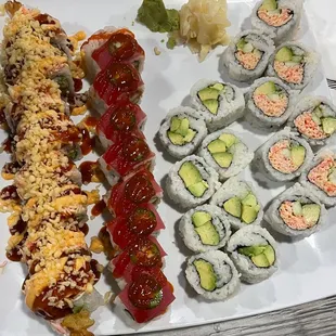 Crazy Shrimp, Cry Baby, avocado and California salad roll