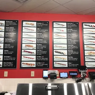 Photos on the big menu, really nice place.