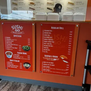 Sushi menu
