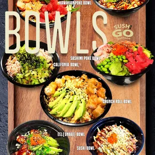 Explore the diverse flavors of our bowls at Sushi Go, Southlake, Each filled with fresh ingredients!