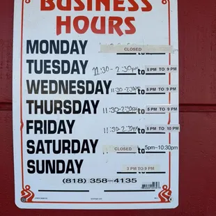 Restaurant hours