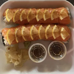 Salmon Lemon Roll with Tuna inside