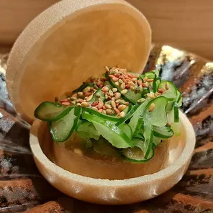 Ankimo with Pickled Kyuri "Sandwich"