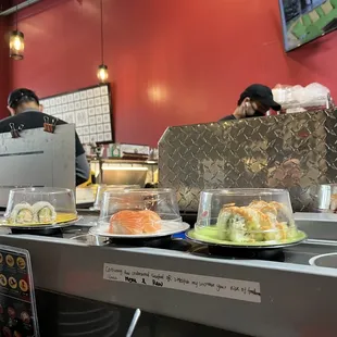 interior, sushi and sashimi