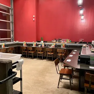 Inside seating and part of conveyor (goes around to dining booths as well)