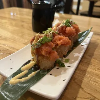 Crispy Rice on Spicy Tuna