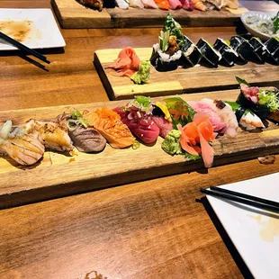 a variety of different types of sushi
