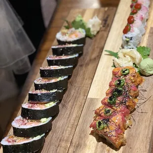 a variety of different types of sushi