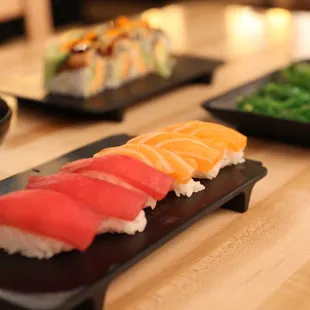 Tuna and Salmon Nigiri