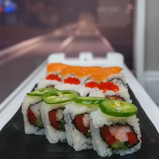 a plate of sushi