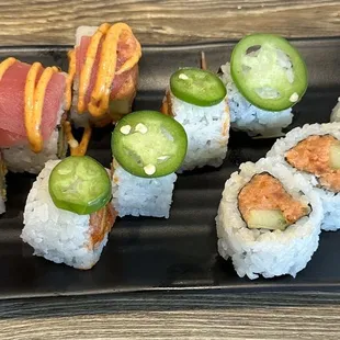 Red dragon roll Fire bender roll Spicy tuna roll