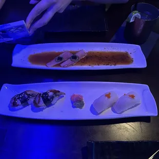 Jalapenos Yellowtail, Eel Nigiri, Tuna Nigiri