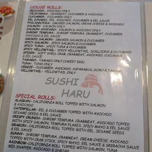 menu