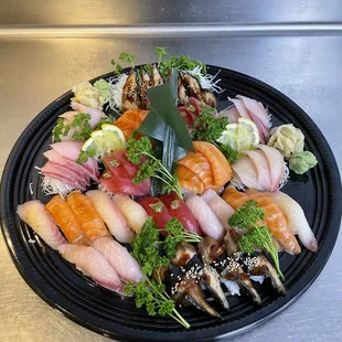 a plate of sushi on a table