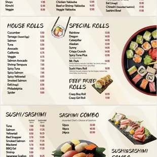 the menu for a sushi restaurant
