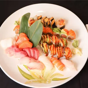 a plate of sushi on a table