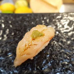 Sushi 6- Spot Prawn/Botan Ebi- pickled wasabi. Bouncy shrimp with a bit of heat. Very good.