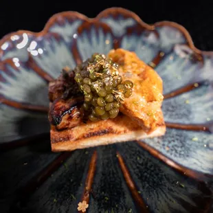 Uni foie Gras and Caviar toast