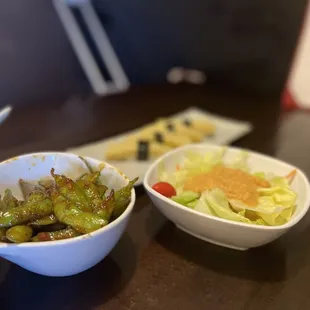 Edamame and the salad